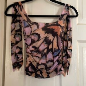 Free People Asymmetrical Pink and Black Blouse
